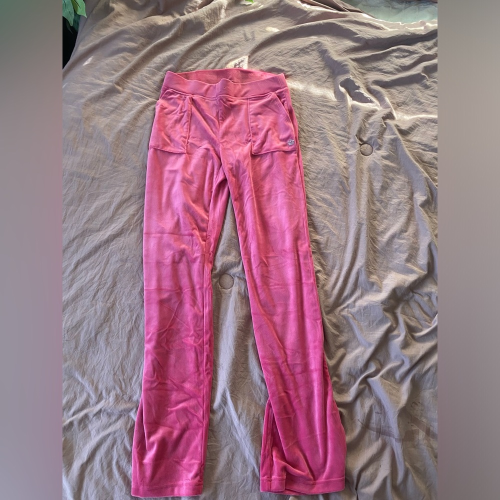 Juicy couture hot pink velour flare track pants